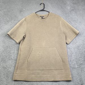 Helmut Lang Shirt Mens Medium Beige Oversized Short Sleeve Sweatshirt Pocket Tee